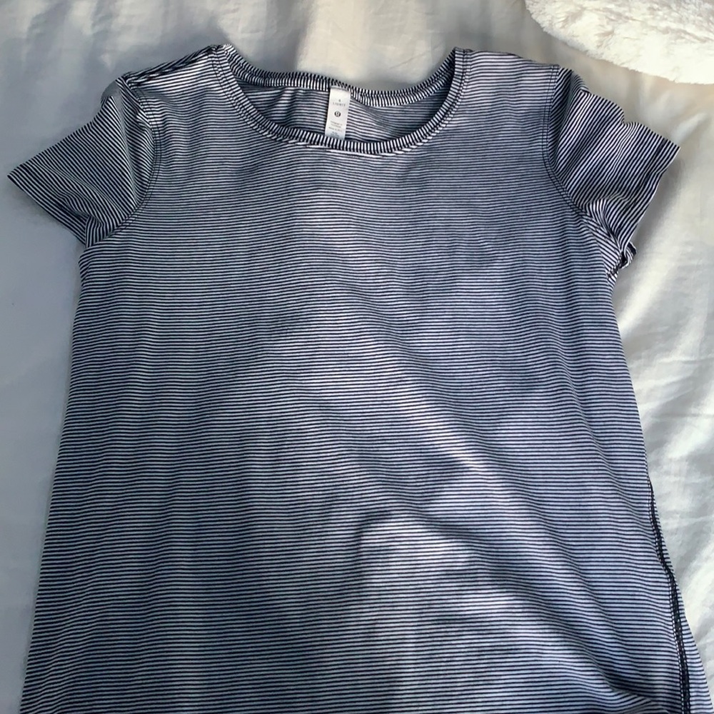 Black striped lulu shirt size 4